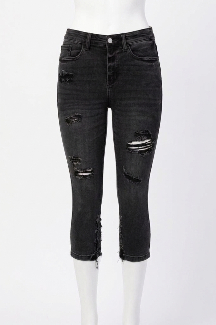 NEW JUDY BLUE charlotte high waist skinny capri in black